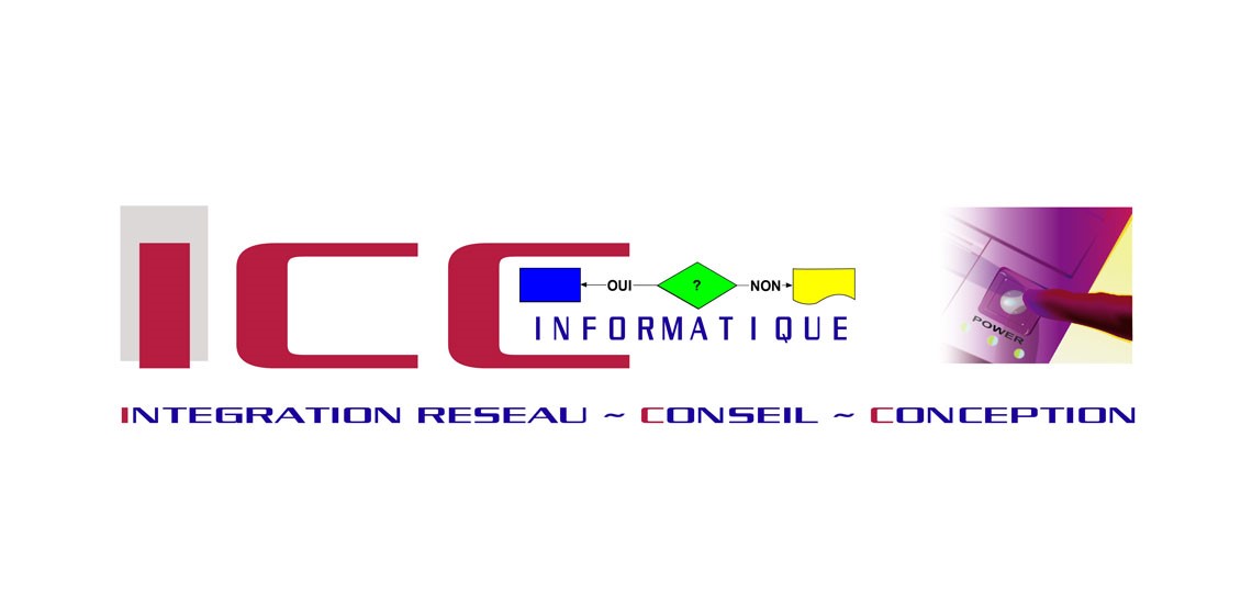 Réalisation du logo ICC Informatique pour identité visuelle et documents de communication