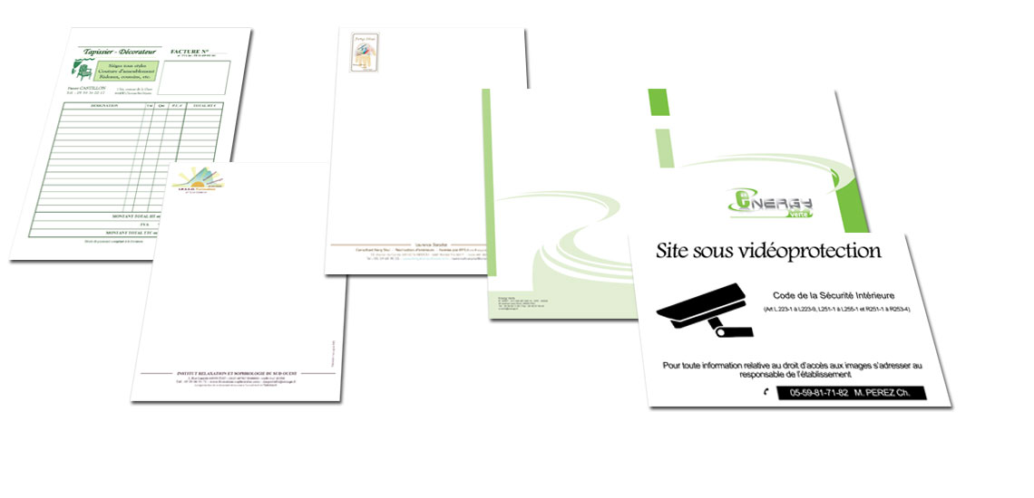 Création et impression d'autocollants, documents commerciaux, chemises pour les entreprises