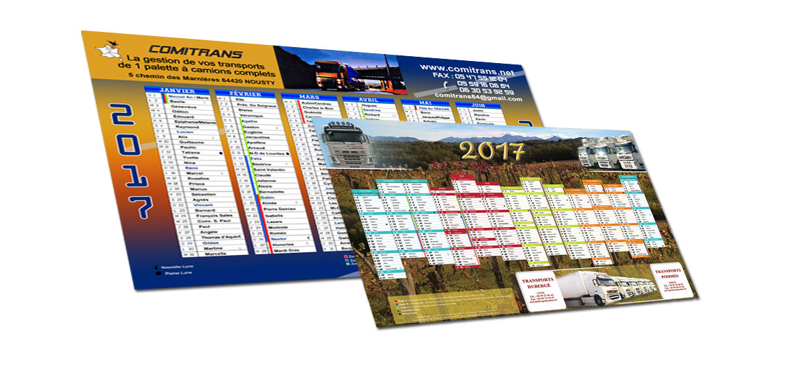Création graphique et impression de vos calendriers personnalisés sur Pau (64)