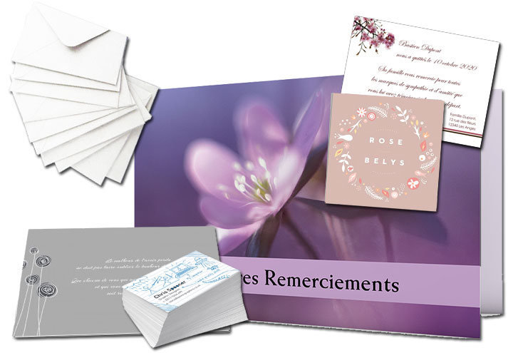 Création et impression de cartes de visite, carte de remerciements, cartes de voeux